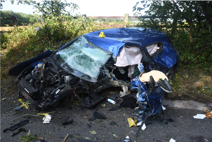 Damage to Francis's car post collision